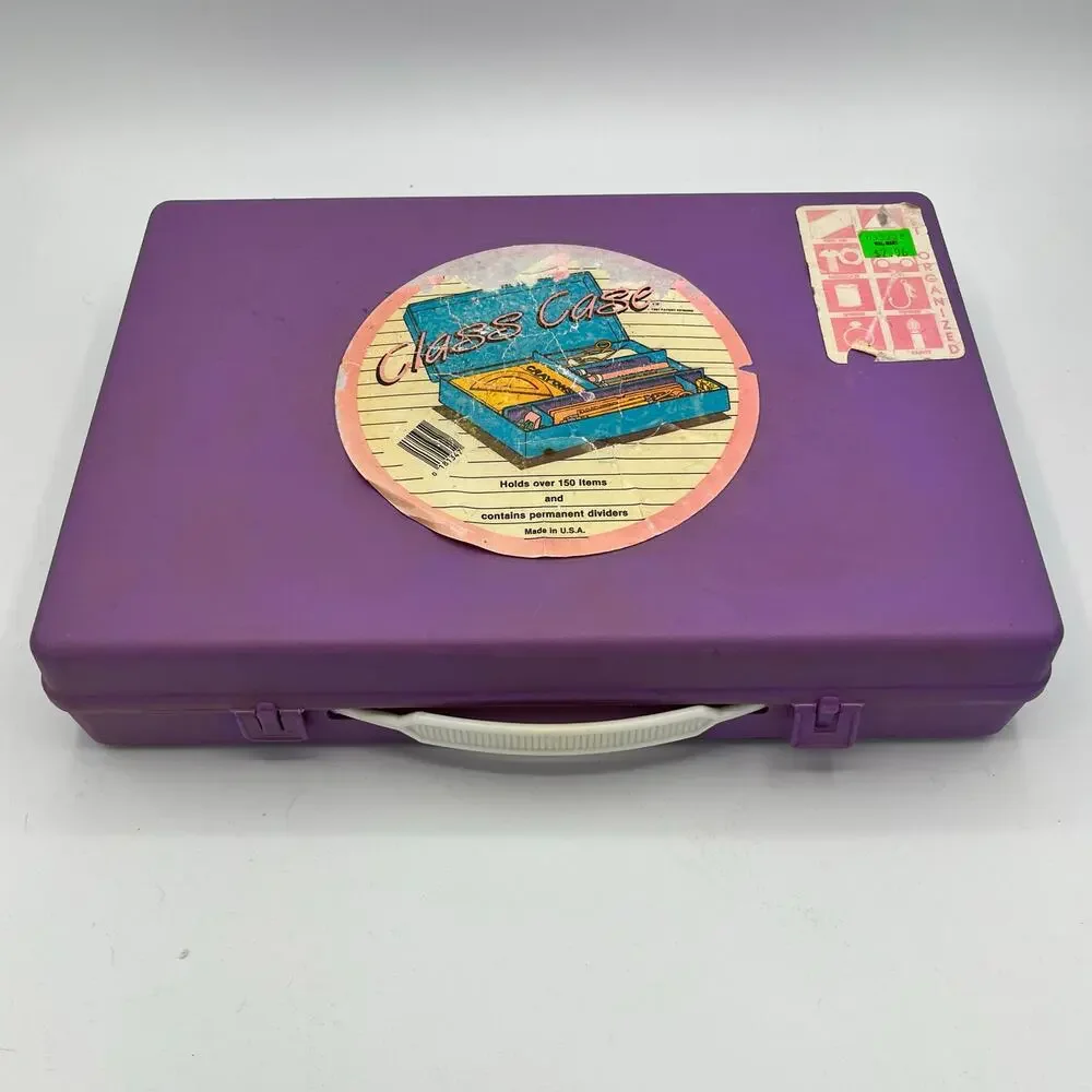 Vintage 1987 Class Case Divided Pencil School Supplies Plastic Case Made in USA